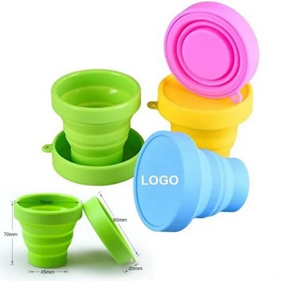 Collapsible Silicone Travel Cup With Lid Portable Folding