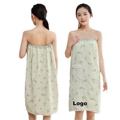 Coral Fleece Floral Skirt Wearable Bath Towel