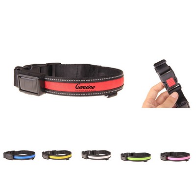 Waterproof Nylon Adjustable LED Dog Collar with Magnetic Charging