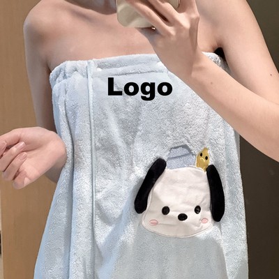 Coral Fleece Cartoon Women Wearable Bath Towel